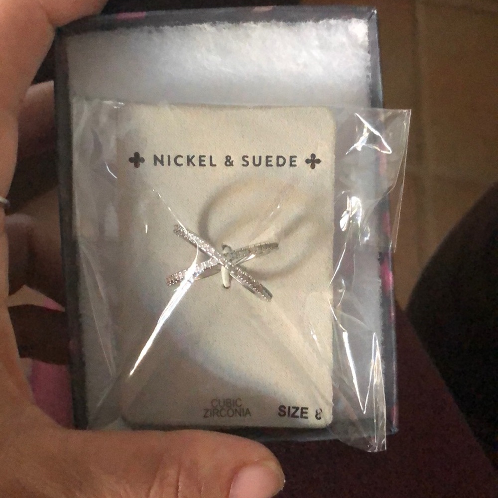 Nickel and Suede Ring
